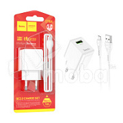 Сетевое зарядное устройство USB Hoco C98A (18W, QС3.0, кабель MicroUSB) Белый